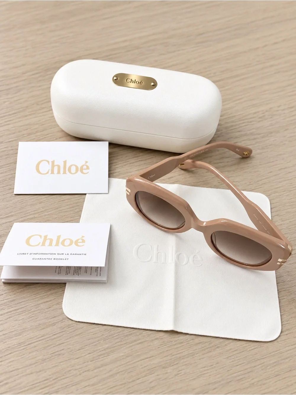 Chloé Nude Beige Round Oversized Sunglasses